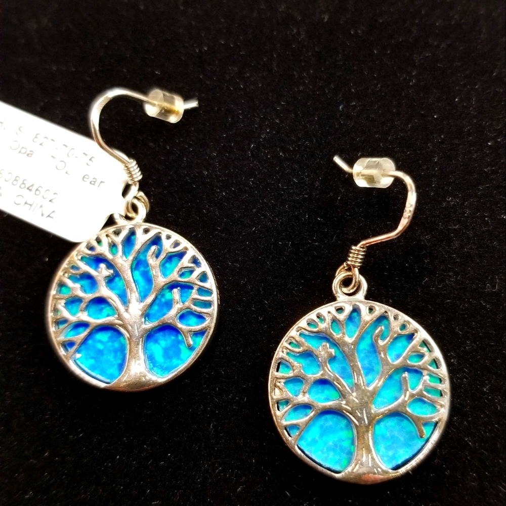 Kohl's 925 Blue Opal Womens Earrings Brand new With Tag